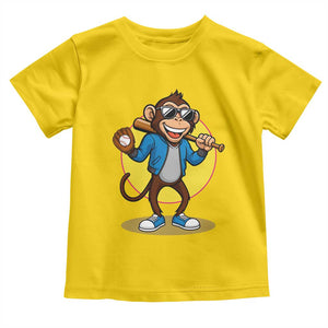 Funny Baseball Toddler T Shirt Monkey Playing Baseball Sport Humor Gift TS12 Daisy Print Your Wear