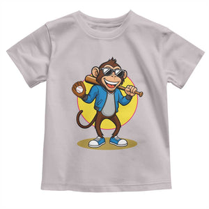Funny Baseball Toddler T Shirt Monkey Playing Baseball Sport Humor Gift TS12 Ice Gray Print Your Wear