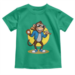 Funny Baseball Toddler T Shirt Monkey Playing Baseball Sport Humor Gift TS12 Irish Green Print Your Wear