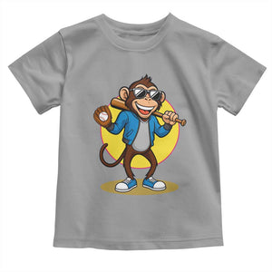 Funny Baseball Toddler T Shirt Monkey Playing Baseball Sport Humor Gift TS12 Sport Gray Print Your Wear