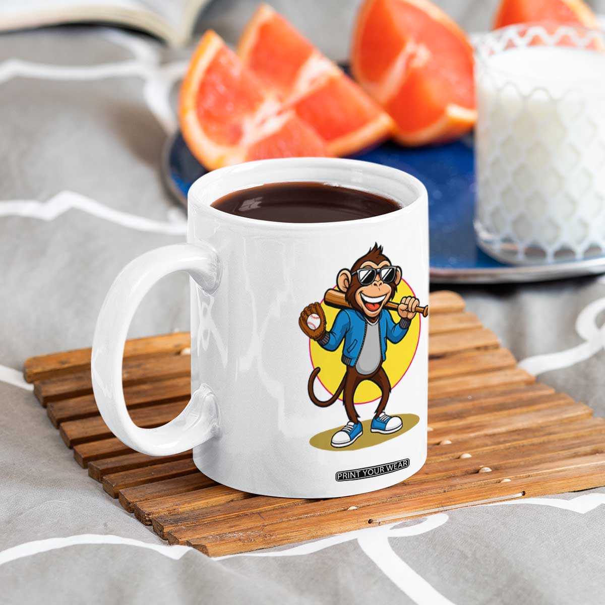 Funny Baseball Coffee Mug Monkey Playing Baseball Sport Humor Gift TS12 Print Your Wear