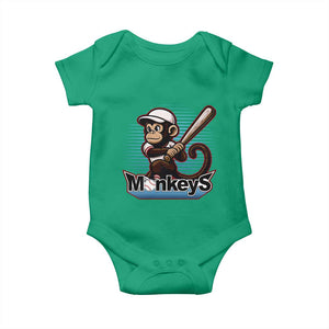 Funny Chimpanzee Swinging Bat Baseball Baby Onesie Sport Humor Gift TS12 Irish Green Print Your Wear