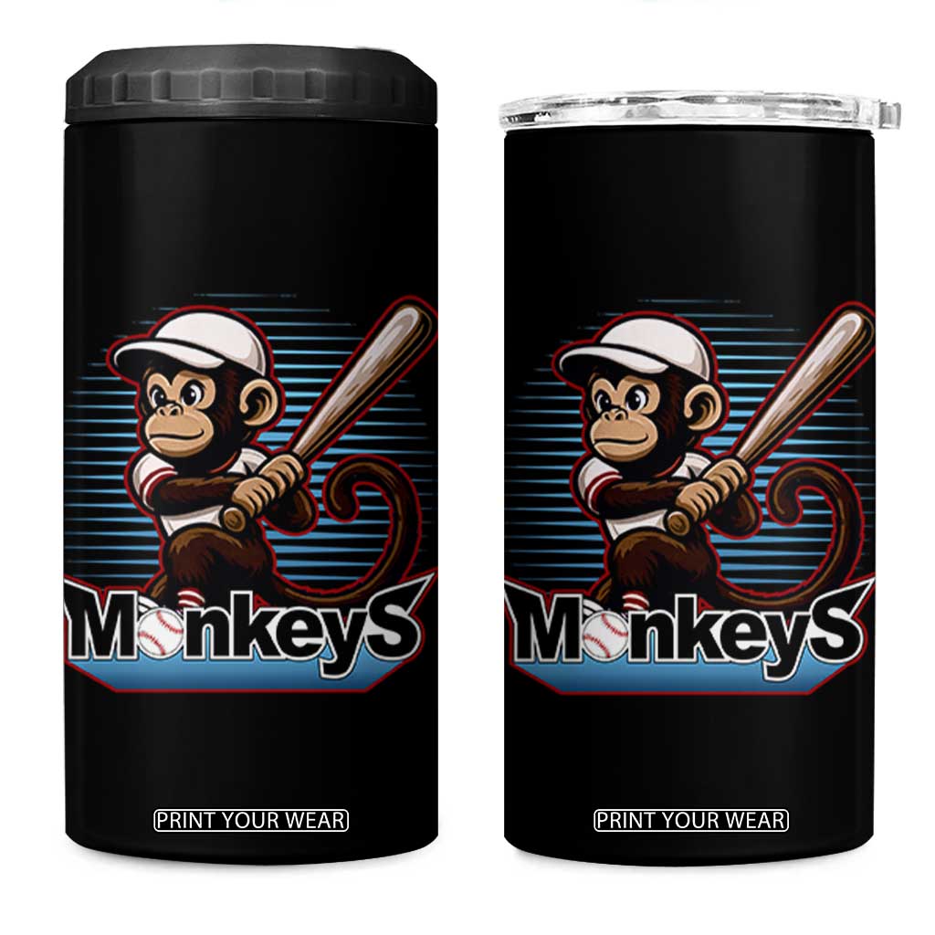 Funny Chimpanzee Swinging Bat Baseball 4 in 1 Can Cooler Tumbler Sport Humor Gift TS12 One Size: 16 oz Black Print Your Wear