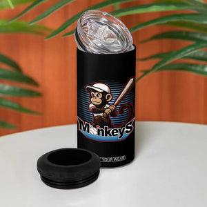Funny Chimpanzee Swinging Bat Baseball 4 in 1 Can Cooler Tumbler Sport Humor Gift TS12 Print Your Wear