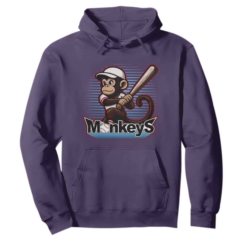 Funny Chimpanzee Swinging Bat Baseball Hoodie Sport Humor Gift TS12 Purple Print Your Wear