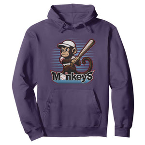 Funny Chimpanzee Swinging Bat Baseball Hoodie Sport Humor Gift TS12 Purple Print Your Wear