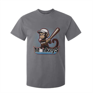 Funny Chimpanzee Swinging Bat Baseball T Shirt For Kid Sport Humor Gift TS12 Charcoal Print Your Wear