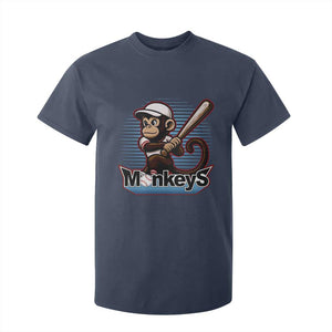 Funny Chimpanzee Swinging Bat Baseball T Shirt For Kid Sport Humor Gift TS12 Navy Print Your Wear