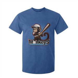 Funny Chimpanzee Swinging Bat Baseball T Shirt For Kid Sport Humor Gift TS12 Royal Blue Print Your Wear