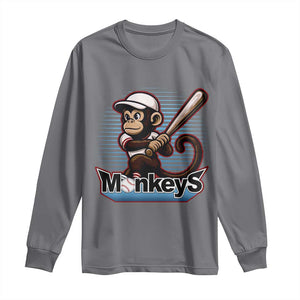 Funny Chimpanzee Swinging Bat Baseball Long Sleeve Shirt Sport Humor Gift TS12 Charcoal Print Your Wear