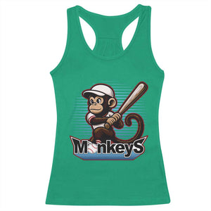 Funny Chimpanzee Swinging Bat Baseball Racerback Tank Top Sport Humor Gift TS12 Irish Green Print Your Wear