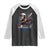 Funny Chimpanzee Swinging Bat Baseball Raglan Shirt Sport Humor Gift TS12 Black White Print Your Wear