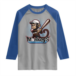 Funny Chimpanzee Swinging Bat Baseball Raglan Shirt Sport Humor Gift TS12 Sport Gray Royal Print Your Wear
