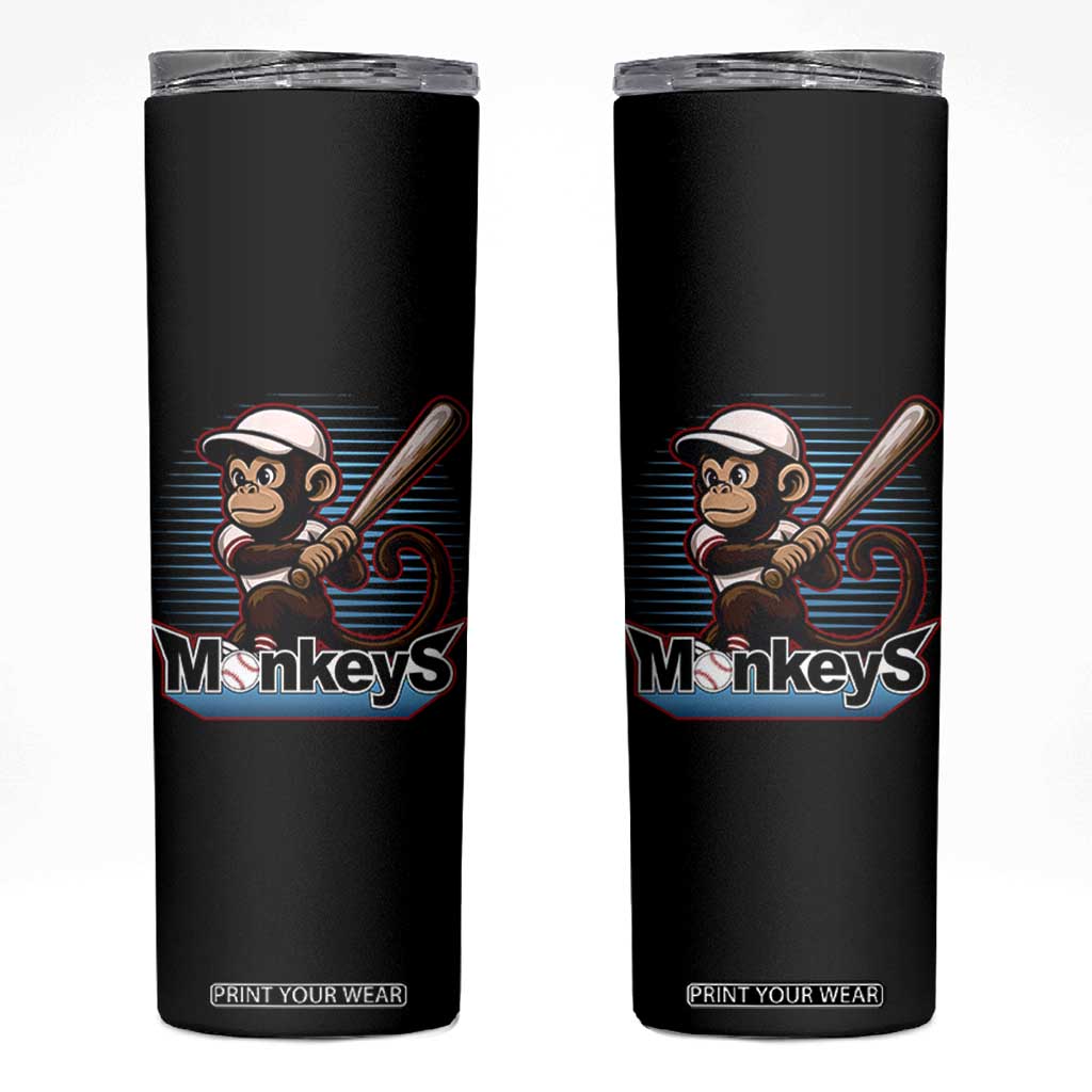 Funny Chimpanzee Swinging Bat Baseball Skinny Tumbler Sport Humor Gift TS12 Black Print Your Wear