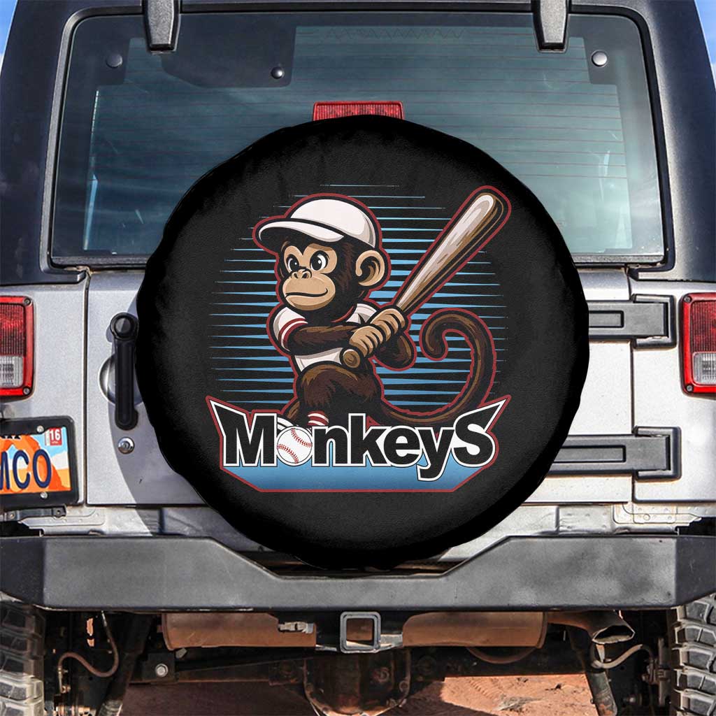 Funny Chimpanzee Swinging Bat Baseball Spare Tire Cover Sport Humor Gift TS12 No hole Black Print Your Wear