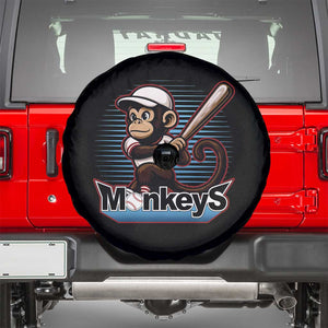 Funny Chimpanzee Swinging Bat Baseball Spare Tire Cover Sport Humor Gift TS12 Black Print Your Wear