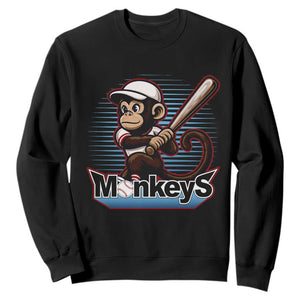 Funny Chimpanzee Swinging Bat Baseball Sweatshirt Sport Humor Gift TS12 Black Print Your Wear
