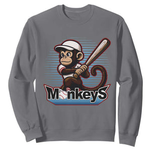 Funny Chimpanzee Swinging Bat Baseball Sweatshirt Sport Humor Gift TS12 Charcoal Print Your Wear