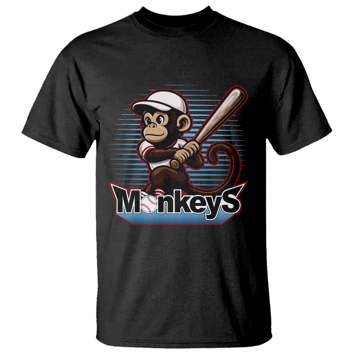 Funny Chimpanzee Swinging Bat Baseball T Shirt Sport Humor Gift TS12 Black Print Your Wear