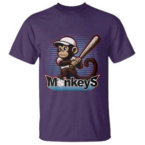Funny Chimpanzee Swinging Bat Baseball T Shirt Sport Humor Gift TS12 Purple Print Your Wear