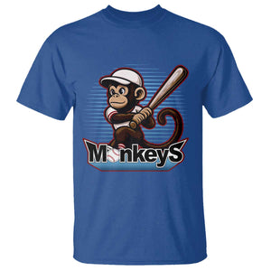 Funny Chimpanzee Swinging Bat Baseball T Shirt Sport Humor Gift TS12 Royal Blue Print Your Wear