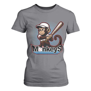 Funny Chimpanzee Swinging Bat Baseball T Shirt For Women Sport Humor Gift TS12 Charcoal Print Your Wear