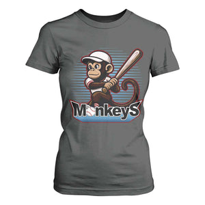 Funny Chimpanzee Swinging Bat Baseball T Shirt For Women Sport Humor Gift TS12 Dark Heather Print Your Wear