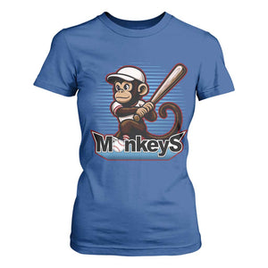 Funny Chimpanzee Swinging Bat Baseball T Shirt For Women Sport Humor Gift TS12 Royal Blue Print Your Wear