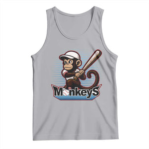Funny Chimpanzee Swinging Bat Baseball Tank Top Sport Humor Gift TS12 Athletic Heather Print Your Wear