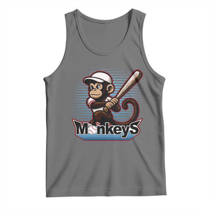 Funny Chimpanzee Swinging Bat Baseball Tank Top Sport Humor Gift TS12 Black Heather Print Your Wear