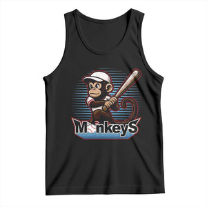 Funny Chimpanzee Swinging Bat Baseball Tank Top Sport Humor Gift TS12 Black Print Your Wear