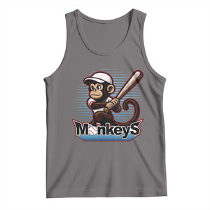 Funny Chimpanzee Swinging Bat Baseball Tank Top Sport Humor Gift TS12 Deep Heather Print Your Wear