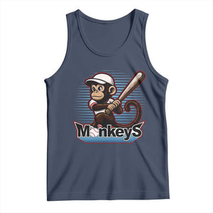 Funny Chimpanzee Swinging Bat Baseball Tank Top Sport Humor Gift TS12 Navy Print Your Wear