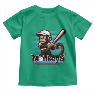 Funny Chimpanzee Swinging Bat Baseball Toddler T Shirt Sport Humor Gift TS12 Irish Green Print Your Wear