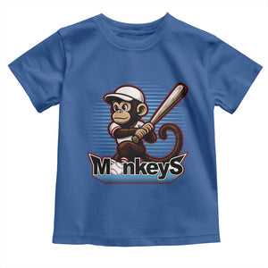Funny Chimpanzee Swinging Bat Baseball Toddler T Shirt Sport Humor Gift TS12 Royal Blue Print Your Wear