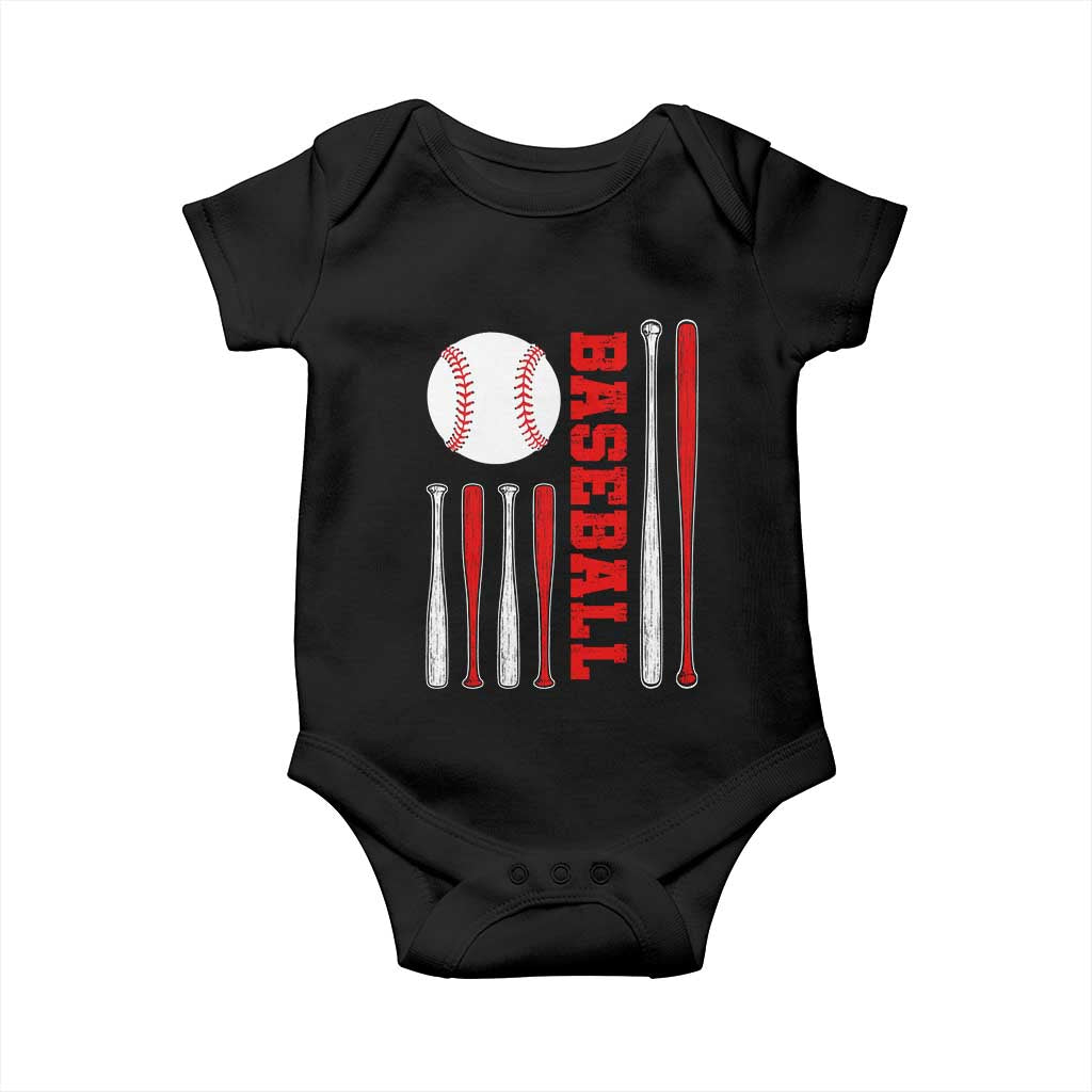 Patriotic Baseball American Flag Baby Onesie Sports Lover Gift TS12 Black Print Your Wear