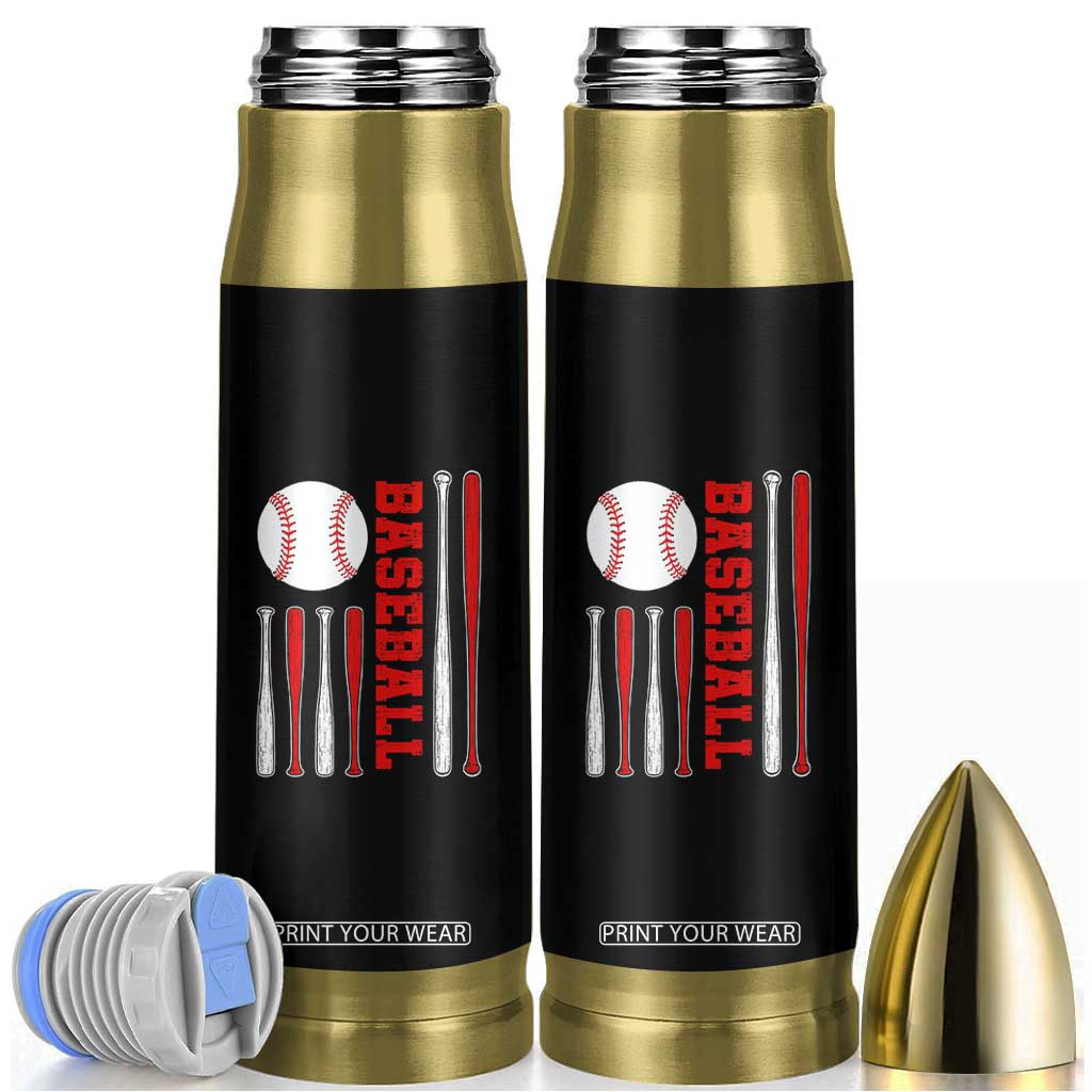 Patriotic Baseball American Flag Bullet Tumbler Sports Lover Gift TS12 Black Print Your Wear