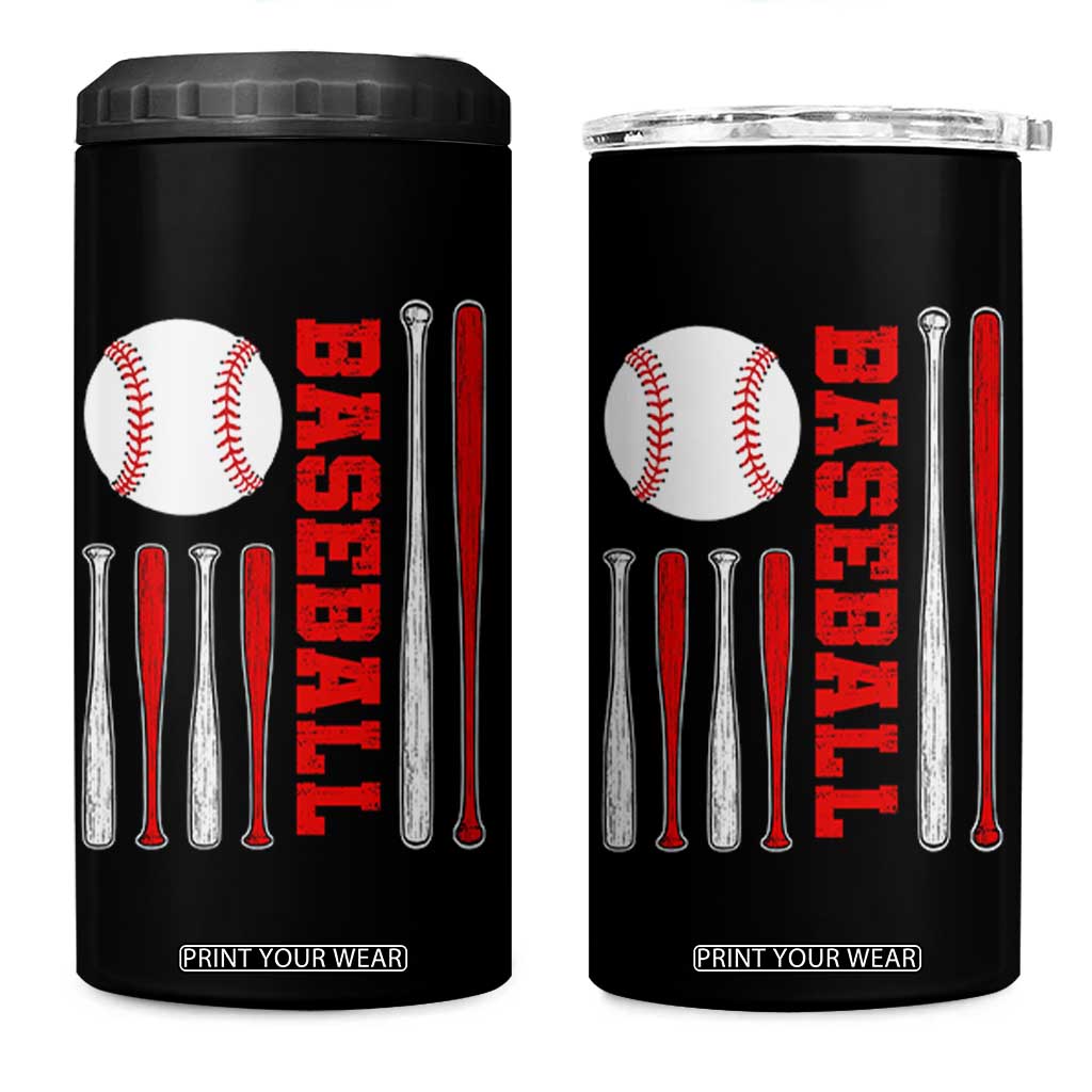 Patriotic Baseball American Flag 4 in 1 Can Cooler Tumbler Sports Lover Gift TS12 One Size: 16 oz Black Print Your Wear