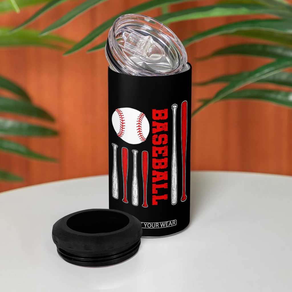 Patriotic Baseball American Flag 4 in 1 Can Cooler Tumbler Sports Lover Gift TS12 Print Your Wear