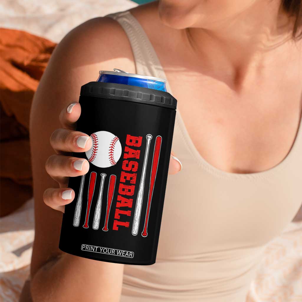 Patriotic Baseball American Flag 4 in 1 Can Cooler Tumbler Sports Lover Gift TS12 Print Your Wear