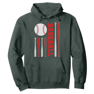Patriotic Baseball American Flag Hoodie Sports Lover Gift TS12 Dark Forest Green Print Your Wear