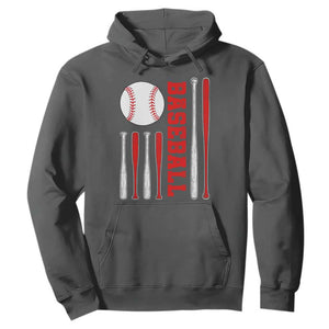 Patriotic Baseball American Flag Hoodie Sports Lover Gift TS12 Dark Heather Print Your Wear