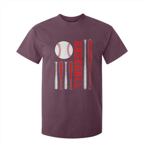 Patriotic Baseball American Flag T Shirt For Kid Sports Lover Gift TS12 Maroon Print Your Wear