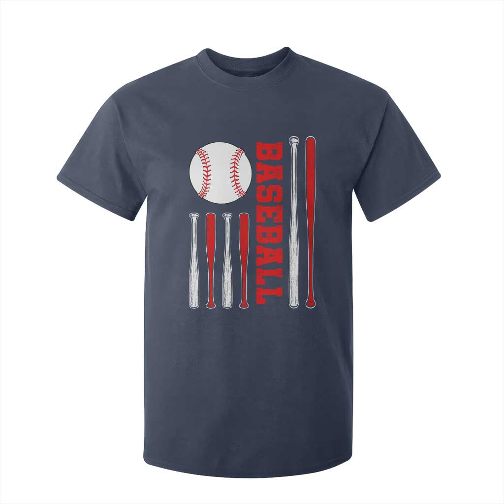 Patriotic Baseball American Flag T Shirt For Kid Sports Lover Gift TS12 Navy Print Your Wear