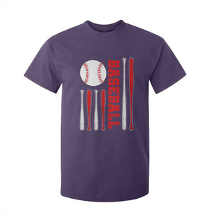 Patriotic Baseball American Flag T Shirt For Kid Sports Lover Gift TS12 Purple Print Your Wear