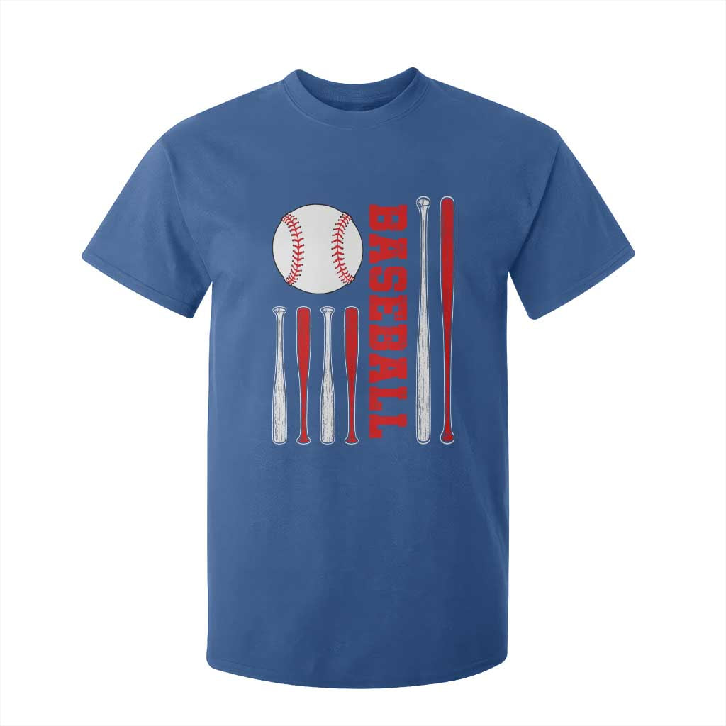 Patriotic Baseball American Flag T Shirt For Kid Sports Lover Gift TS12 Royal Blue Print Your Wear