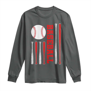 Patriotic Baseball American Flag Long Sleeve Shirt Sports Lover Gift TS12 Dark Heather Print Your Wear