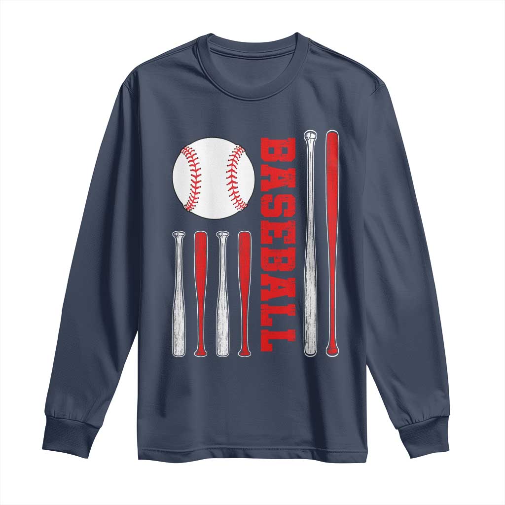 Patriotic Baseball American Flag Long Sleeve Shirt Sports Lover Gift TS12 Navy Print Your Wear