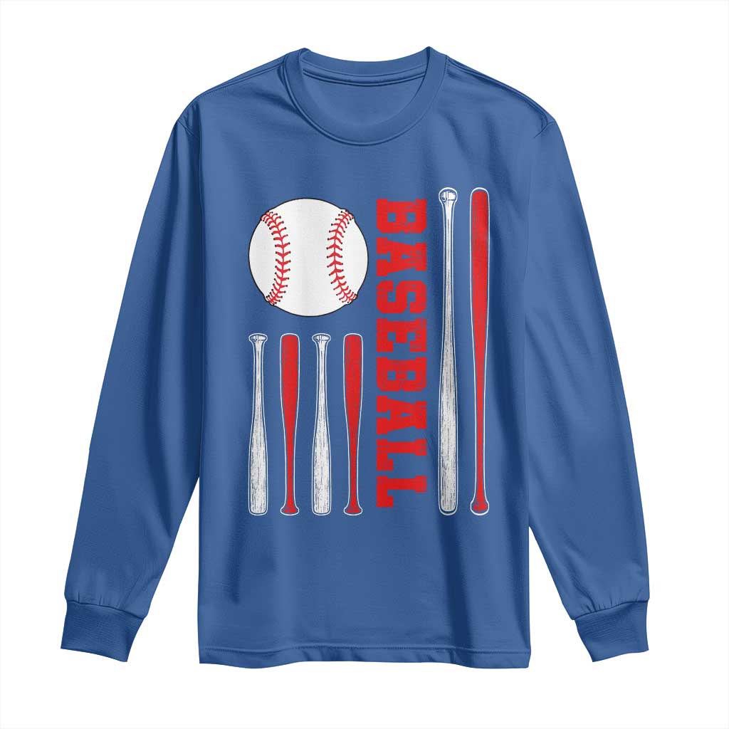 Patriotic Baseball American Flag Long Sleeve Shirt Sports Lover Gift TS12 Royal Blue Print Your Wear