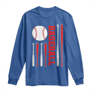 Patriotic Baseball American Flag Long Sleeve Shirt Sports Lover Gift TS12 Royal Blue Print Your Wear